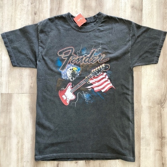 Fender T Shirt, With, Guitar, Eagle, And, American Flag, Size Med, NWT - Picture 3 of 6